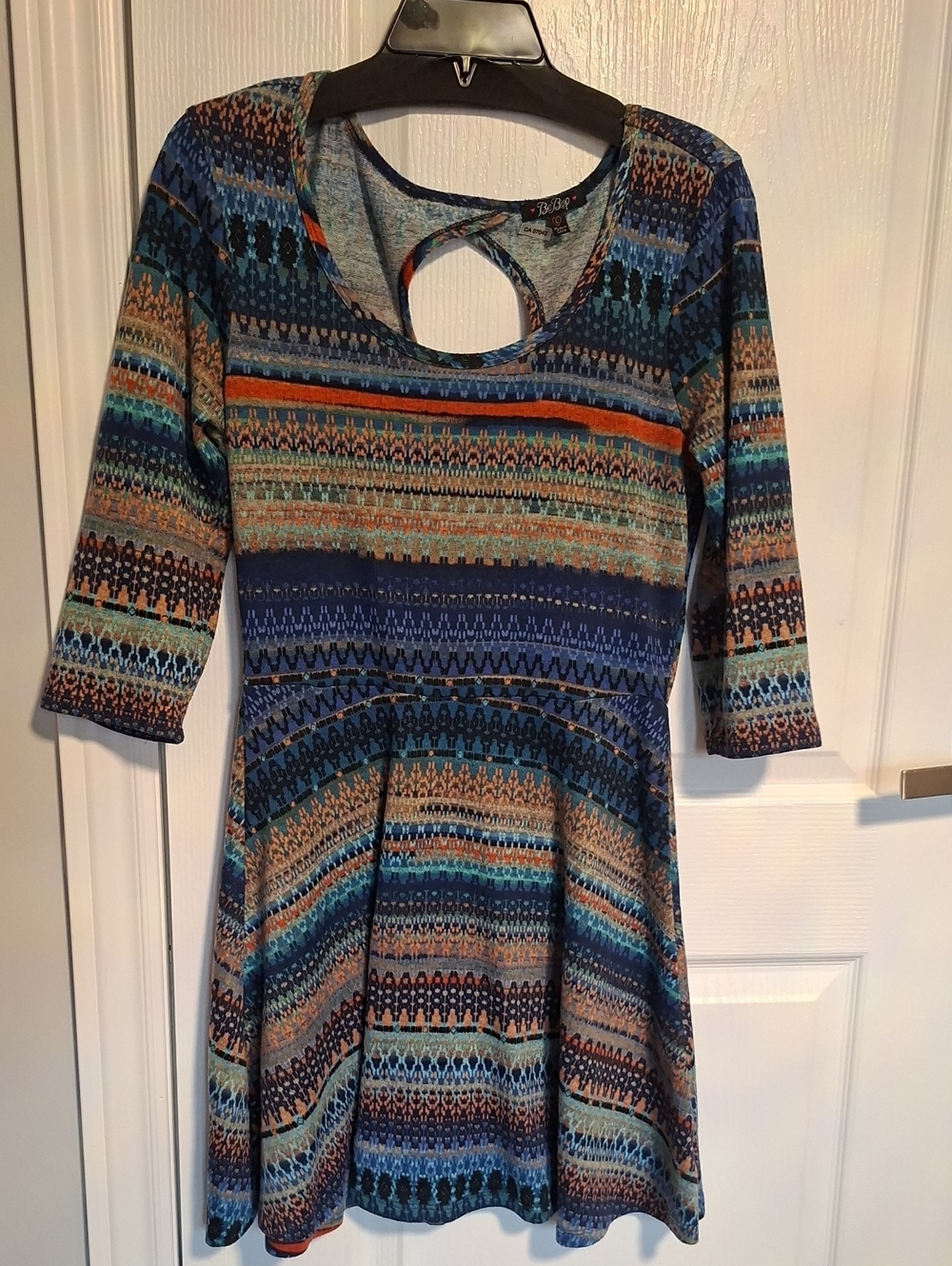 BeBop Blue Multi-Patterned Fit & Flare Dress